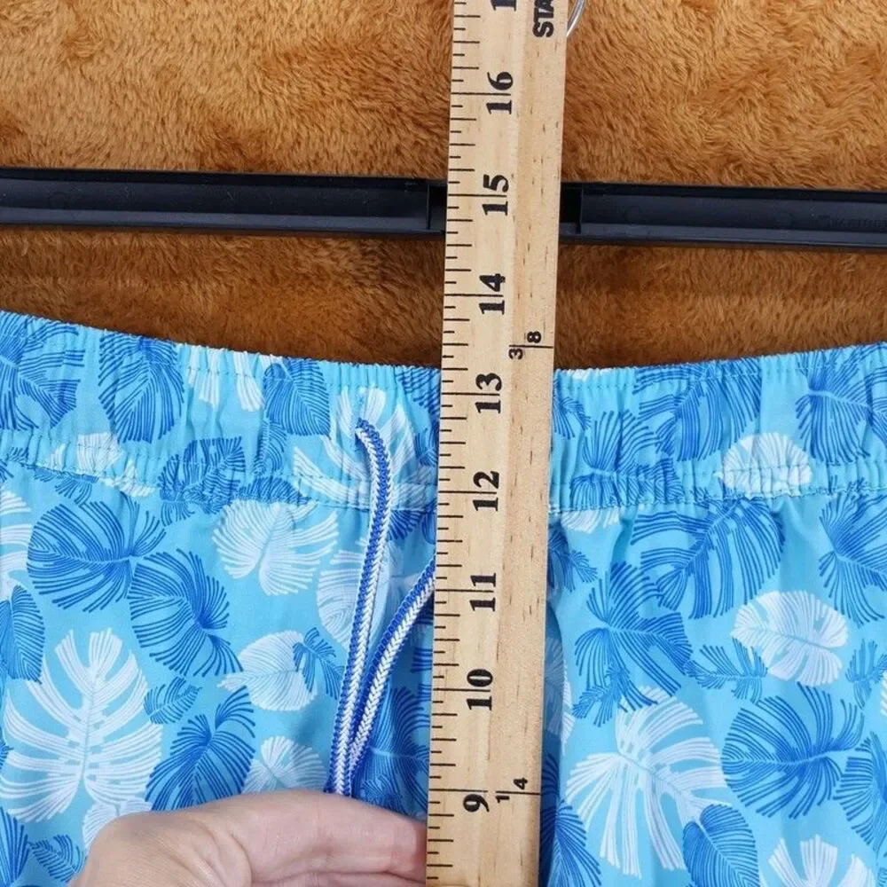 PETER MILLAR Swimwear Mens XXL Blue Floral Swim Trunks Pockets Linework Monstera